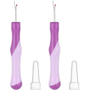 2PCS Purple Rubber Seam Ripper, Thread Stitch Remover Tool Ergonomic Seam Ripper 5.12Inches Sewing Accessory for Crafting Notions Quilting Sewing Hem