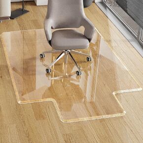 Beveled Edge Irregular Office Chair Mat with Lip for Carpet or Hardwood Floor Crystal Clear 36" x 48" for a Smooth Glide and Easy Roll On/Off, Heavy Duty and Non-Slip Floor Chair Mat with Lip