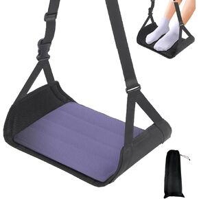 Foot Hammock for Plane Travel, Extended Adjustment Strap Airplane Foot Rest, Airplane Foot Hammock for Travel Accessories, Bamboo Board Support, Easy to Storage