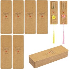 50Pcs Resin Bookmark Holder 6 x 2 Inches Kraft Bookmark Sleeves DIY Bookmarks Display Cards, Bookmarks Display Holder Set for Wrapping Small Business Packaging Supplies Party Favor