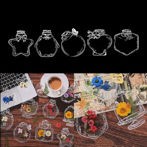 20pc DIY Transparent Mason Jar Bookmarks for Dried Flowers, Large Size Clear Stickers, Handmade Craft Kit (Wishing Bottle)