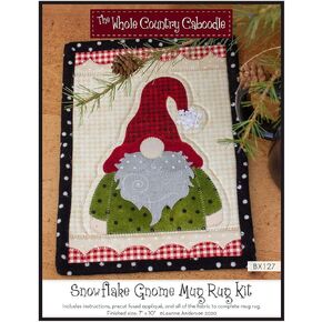 The Whole Country Caboodle Snowflake Gnome Mug Rug Kit Pattern, Small
