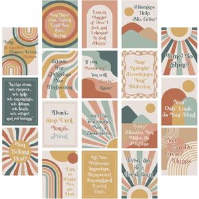Fuyoooo 20 Pcs Boho Growth Mindset Posters for Classroom Decor Rainbow Motivational Posters Back to School Inspirational Bulletin Board Wall Decor for First Day of Preschool Elementary Middle School