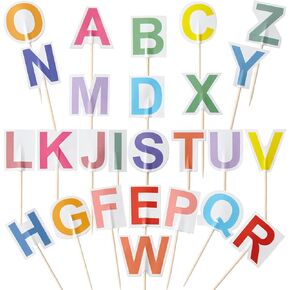 Letters Cupcake Topper Flag Mini Small 26 Letter Alphabet Toothpick Stick Flags Color A-Z Cake Party Festival Theme Decorations(104Pcs)