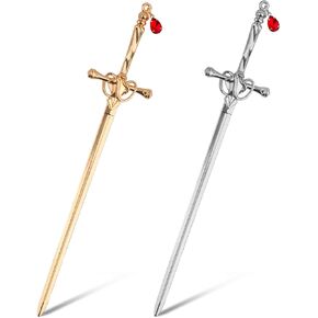 2pcs Katana Sword Bookmark, Vintage Fantasy Cool Metal Sword Charm with Pendant Unique Reading Page Marker Gift Present Accessories Supplies for Men Book Lovers Teacher Student (Silver, Gold)