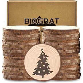 2 Inch Wood Slices Discs Ornaments for Crafts, 30 Pcs 2-2.4 inches Diameter 0.2 inches thickniss