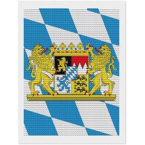 Flag of Free Bavaria 5D Diamond Painting Kits Full Drill Crafts DIY Complete Artwork Used for Home Wall Decoration 12"x16"