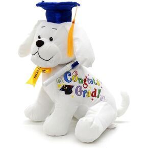 YMCtoys - Graduation Autograph Stuffed Dog, Words : Congrats Grad! (10.5 Inch)