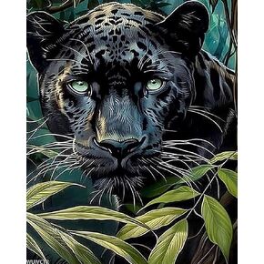 WUIVCTR Panther Paint by Number for Adults Paint by Numbers for Adults Beginner, Couples Painting Kit Date Night Covert Painting by Numbers for Gift Home Wall Decor 16x20Inch (Without Framed)