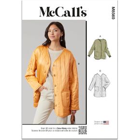 McCall's Misses' Loose Fitting Quilted Jacket Sewing Pattern Packet, Design Code M8560, 16-18-20-22-24, Multicolor