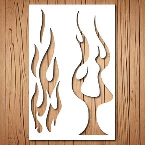 Flame Stencil | Reusable Inspirational Graffiti Kids Children Room Camping Fire Flames Stencils for Painting on Wood, Glass, Wall, Rock, Canvas, Glassware | Fire Stencil (5"x 6")