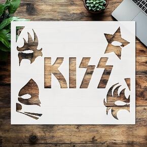 Custom Cut Kiss Band Stencil 7x9 Inch – Reusable Craft Stencil Template for Arts, DIY Projects, Scrapbooking and Decorative Painting