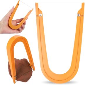 Piriuuo Clay Wire Cutter, 5.12 X 3.35 Inch Plastic Clay Cutter with One Hand Plastic Pottery Tools for Cutting Mud Handcraft (Orange)