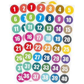 600 PCS Number Stickers 1-40, Self-Adhesive Colorful Dot Style Number Stickers Labels for Back to School Classroom Office Cubby Locker Storage Boxes, 1 Inch, 15 Sheets