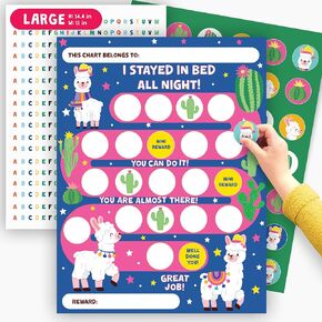 Bedtime Routine Chart for Toddlers Girls Boys - Llama Reward Stickers Chart for Sleeping in Own Bed - Responsibility Chart for Sleep - Kids Behavior Chart - by Central 23