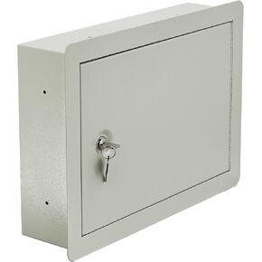 In Wall Safe with Lock - Secure Storage Wall Deposit Safe Box - Heavy Duty Steel Secret Hidden Compartment Lock Box for Gun Money Jewelry Cash Passport at Home, Business - 15.7inch Exterior Width