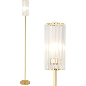 HMVPL Black Floor Lamp for Living Room, Elegant Floor Lamp for Bedroom with K9 Crystal Shade, Modern Standing Lamp for Corner with On/Off Switch, Pole Tall Lamp for Nursery Office Home Decor