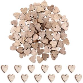 100Pcs Small Wooden Hearts for Crafts 1/2 Inch, Unfinished Wood Crafts Small Heart Cutout Slices Heart Shaped Wood Sign Wood Cutout Slices for Valentine‘s Day Wedding Birthday Party Decoration