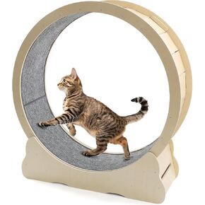Cat Wheel for Indoor Cats, Quiet Large Cat Treadmill with Detachable Carpeted Runway, 46" Exercise Running Wheel for Pet’s Health and Entertainment, (White, XL)