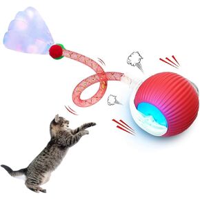 Elegancy Speedy Tail 2.0 Interactive Cat Toy | Speedy Ball Cat Tail Automatic Rolling Ball Toys for Indoor Cats Dual Speed Control Pet Toys (Red)