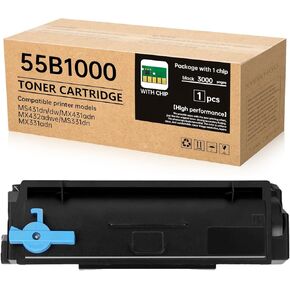 55B1000 Standard Yield Toner Cartridge with Chip - 3,000 Page Compatible with Lexmark 55B1000 55B1H00 Work for MS331/MS431/MX331/MX431 Series Laser Printers (Black)