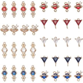 SUNNYCLUE 1 Box 24Pcs Rhinestone Connector Charms Birthstone Charms Connectors Stainless Steel Links Christmas Flat Round Linking Charms for Jewelry Making Charms Women DIY Bracelet Earring Crafts