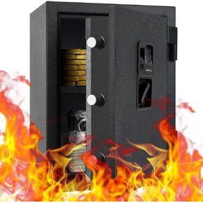 Fireproof Safe, 3.5 Cu ft Steel Security Safe, with Biometric Finger Vein Lock, Removable Shelf, for Money, Jewelry, Documents, 14"W x 16"D x 27"H