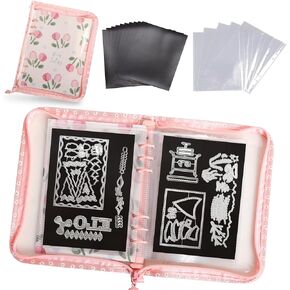 Magnetic Sheets for Dies Storage - Die Cut Storage with 20 Magnetic Sheets, 20 Stamp Die Storage Pockets for Die Cuts Storage DIY Scrapbooking Card Making Supplies (Pink)