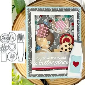 Cookies and Milk Metal Die Cuts,Merry Christmas Squqre Frame Cutting Dies Cut Stencils DIY Scrapbooking Decorative Embossing Paper Party Wedding Card Making