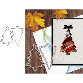 2pcs Christmas Tree Metal Die Cuts,Christmas Tree Cutting Dies Cut Stencils for DIY Invitation Card Scrapbooking Album Decorative Embossing Paper Dies Card Making