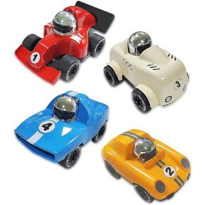 KIDAMI 4 PCS Press and Go Die-cast Metal Toy Cars, 1:64 Scale Model Race Cars for Kids Toddlers Adults Birthday Holiday (#1 to #4)