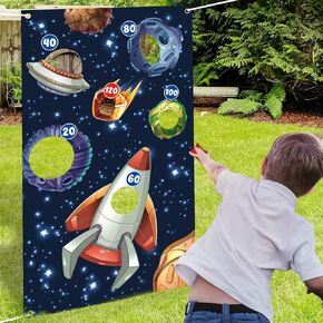 Outer Space Toss Games Banner Backdrop Indoor or Outdoor Galaxy Theme Birthday Party Decorations Supplies for Kids Adults Family