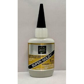 Bob Smith Super Gold Plus Gap Filling Medium Foam Safe CA Glue, 1 oz, Odorless Cyanoacrylate. BSI, Hobby Bolts, Made in The USA!