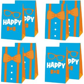 humicide 12 Pieces Orange Blue Goodie Bags for Birthday Party Supplies, Orange Blue Gift Snacks Treat Candy Party Bags for Kids Birthday Decorations