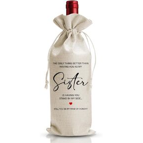 Maid of Honor Proposal Wine Bag, Bridesmaid Gifts for Women, Matron of Honor Card for Bestie, Pairs Well With Duties, Bridal Shower or Engagement Gift Supply