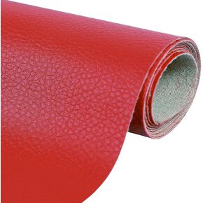 Faux Leather Vinyl Upholstery Fabric by The Yard 55" W Soft Synthetic Leather Material Sheets for Furniture Marine DIY Crafts Sewings, 1 Yard 36" Red