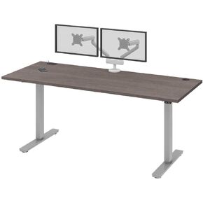 Bestar Upstand Standing Desk with Dual Monitor Arm, Ergonomic Electric Table for Home Office, 72W x 30D, Bark Grey