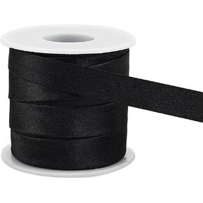 BENECREAT 13.6 Yard Satin Bias Tape, 1/2 Inch (15mm) Black Single Fold Satin Binding Bias Ribbon for Cheongsam Sewing, Clothing Seaming Piping, Garments Accessories