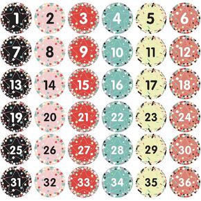 48 Pcs Confetti Line up Stickers 4" Number Spot Markers Labels Floor Stickers Line up Spots Floor Decals Self-adhesive Number Markers and Label for Teacher School Floor Decoration