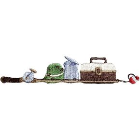 Fishing Tackle - Pole - Hat -Box - Bucket - Embroidered Iron on Patch