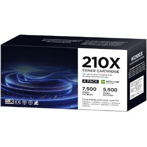 210X Toner Cartridges 4 Pack Compatible for HP 210X 210A Toner Cartridges Work for HP Color Laserjet MFP 4301fdw 4301fdn Pro 4201dw 4201dn Series Printer W2100X W2100A High Yield Ink (with Chip)