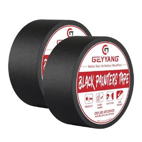 GEYYANG Black Painters Tape - 2 Inch x 55yards x 2 Rolls, Professional-Grade Masking Tape for Painting, DIY Crafts, Home & Auto | No Residue, Multi-Surface Adhesion