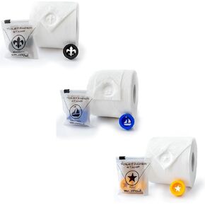 Toilet Paper Stamp Elegant Voyage Trio (3 Pack) - Add a Unique Personal Touch to Your Bathroom Decor! Ideal for Housekeeping, Hotels, Rentals, Home Staging Decor