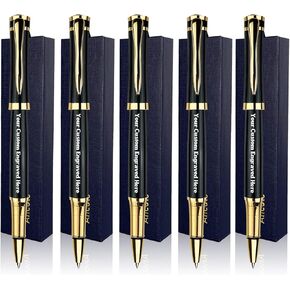 Ancolo Blue Ballpoint Pens - Modern, Classy, and Functional - Engraved with Your Message - Perfect for Groomsman, Wedding Party, Graduation, Christmas, Mother's Day