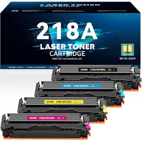 218A Toner Cartridge 4 Pack (with Chip) Replacement for HP 218A 218X Compatible for Color Pro 3201dw MFP 3301fdw 3301sdw 3301cdw 3201 3301 Printer W2181A W2182A W2183A (B/C/Y/M)