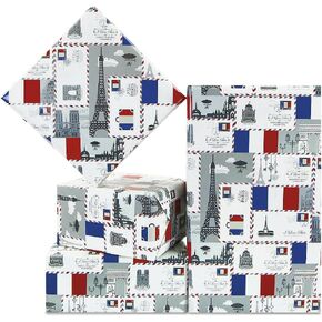 I Love Paris Wrapping Paper, Romantic French Paris Eiffel Tower Church, 4 Sheets Gift Wrap Paper, Flower Gift Wrap for Wedding, Birthday, Bridal Showers, Valentine's Day, National Day