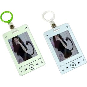 2 Pack Photocard Holder Keychain 54x85mm Acrylic PC Holders Clear ID Display Case Sleeves for Bank Bus Photo Card