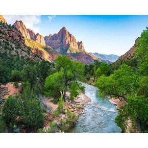 QACEYID Paint by Numbers Beautiful Zion National Park Sunny Day Utah Canvas Painting Set with Acrylic Color Paintbrush for Adults Beginners Artwork Gift 16" x 20"