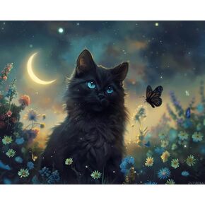 ZUVRDIAI Black Cat Paint by Numbers Kit for Adults, Modern Aesthetic Paint by Number on Canvas, Abstract Art Digital Oil Painting Kits Suitable for Home Wall Decoration Gift 20"x16"