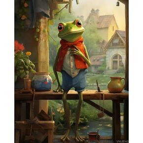 VNUIEHG Paint by Numbers Kits for Adults Animals DIY Oil Paintings Canvas Acrylic Paint Set Frog Paint by Numbers Kit for Beginners and Ideal for Home Decor 16x20 inch